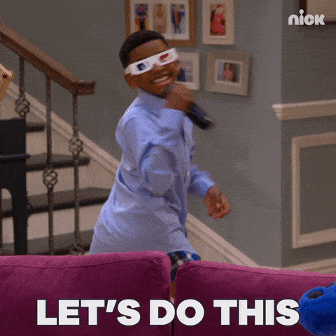 gif of little boy in bathrobe holding a microphone and caption saying Let's Do This
